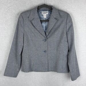 Pendleton Wool Silk Blazer Petite‎ Gray Herringbone Career Jacket Size 6